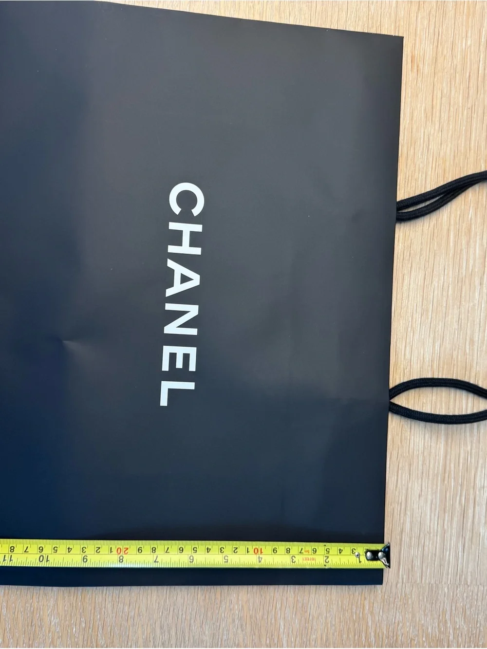 CHANEL Black Shopping Bag with White Camellia Logo